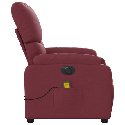 Elektrisk massagefåtölj vinröd tyg