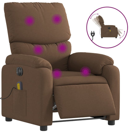 Elektrisk massagefåtölj brun tyg