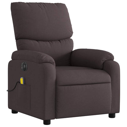 Elektrisk massagefåtölj mörkbrun tyg