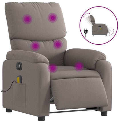 Elektrisk massagefåtölj taupe tyg