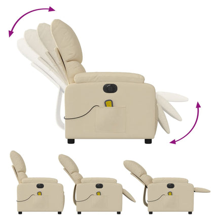 Elektrisk massagefåtölj gräddvit tyg