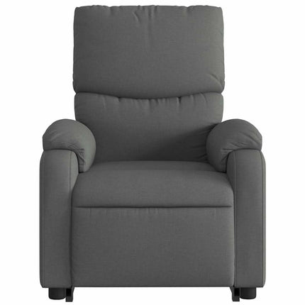 Reclinerfåtölj med uppresningshjälp mörkgrå tyg