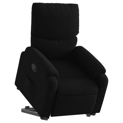 Reclinerfåtölj med uppresningshjälp svart tyg