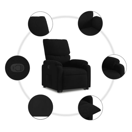 Reclinerfåtölj med uppresningshjälp svart tyg