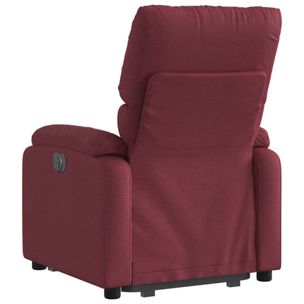 Reclinerfåtölj med uppresningshjälp vinröd tyg