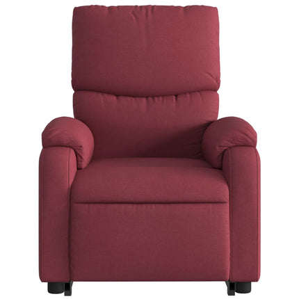 Reclinerfåtölj med uppresningshjälp vinröd tyg