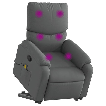 Massagefåtölj med uppresningshjälp mörkgrå tyg