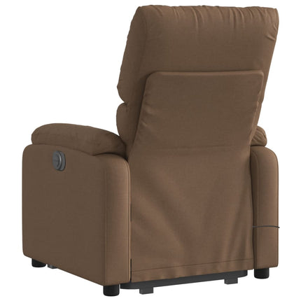 Massagefåtölj med uppresningshjälp brun tyg