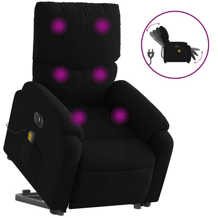 Elektrisk massagefåtölj med uppresningshjälp svart tyg