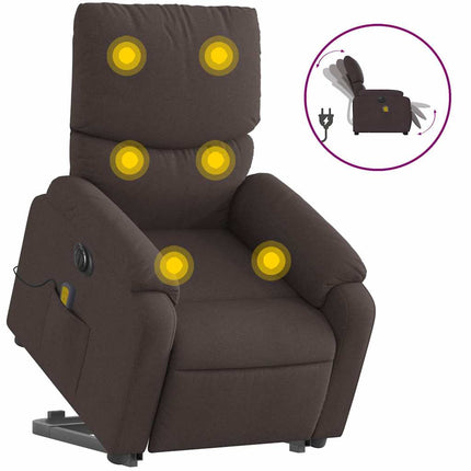 Elektrisk massagefåtölj med uppresningshjälp mörkbrun tyg