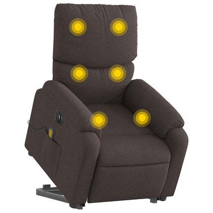 Elektrisk massagefåtölj med uppresningshjälp mörkbrun tyg