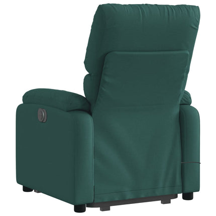 Elektrisk massagefåtölj med uppresningshjälp mörkgrön tyg