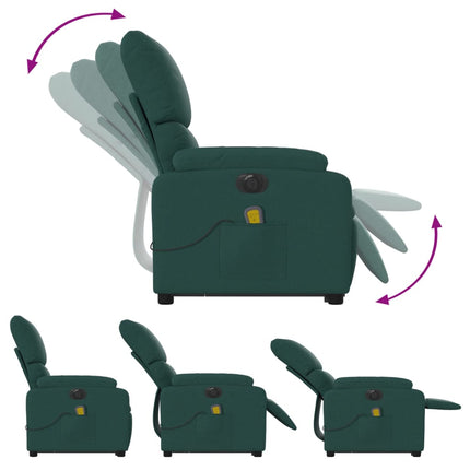 Elektrisk massagefåtölj med uppresningshjälp mörkgrön tyg