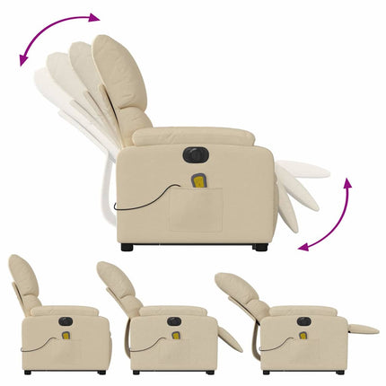 Elektrisk massagefåtölj med uppresningshjälp gräddvit tyg