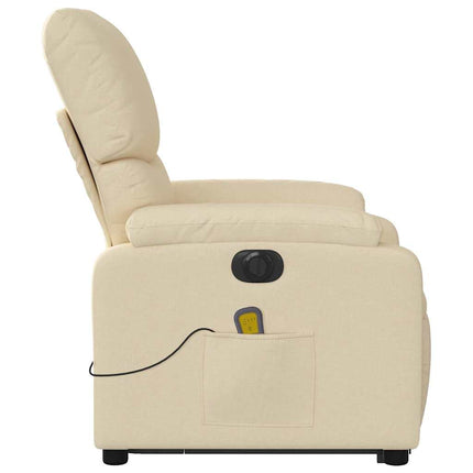 Elektrisk massagefåtölj med uppresningshjälp gräddvit tyg