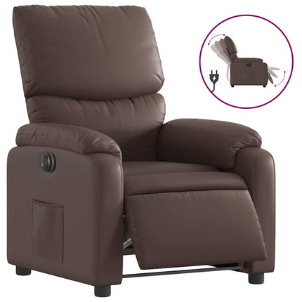 Elektronisk reclinerfåtölj brun konstläder