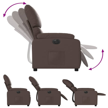 Elektronisk reclinerfåtölj brun konstläder