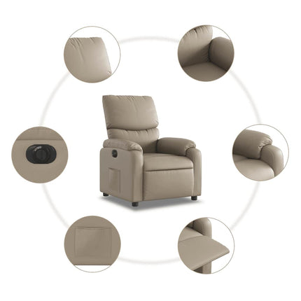 Elektrisk reclinerfåtölj cappuccino konstläder