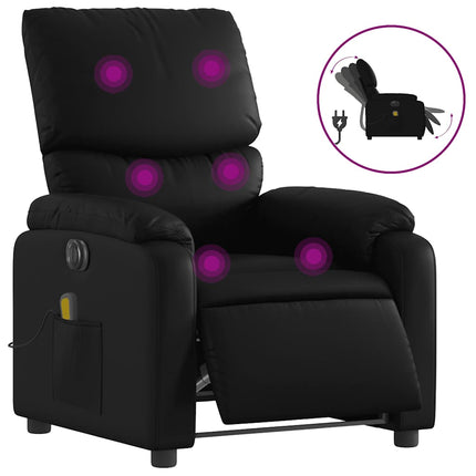 Elektrisk massagefåtölj svart konstläder