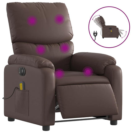 Elektrisk massagefåtölj brun konstläder