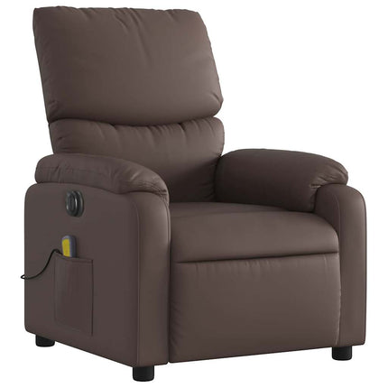 Elektrisk massagefåtölj brun konstläder