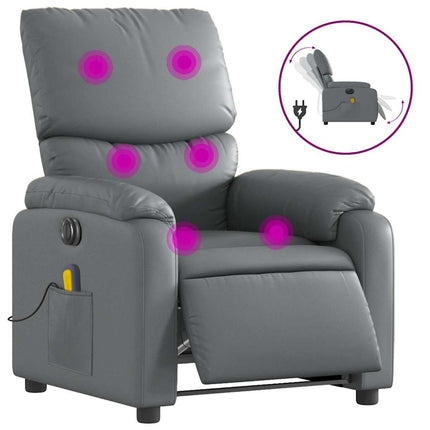 Elektrisk massagefåtölj grå konstläder