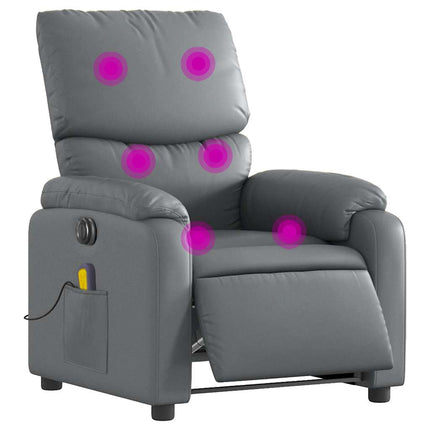 Elektrisk massagefåtölj grå konstläder