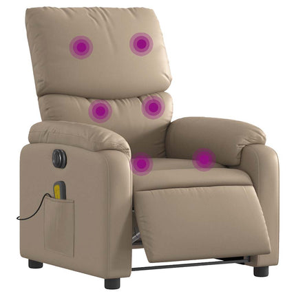 Elektrisk massagefåtölj cappuccino konstläder