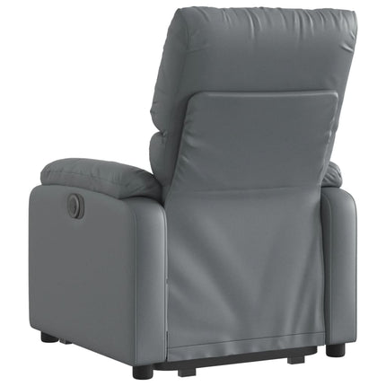 Reclinerfåtölj med uppresningshjälp grå konstläder