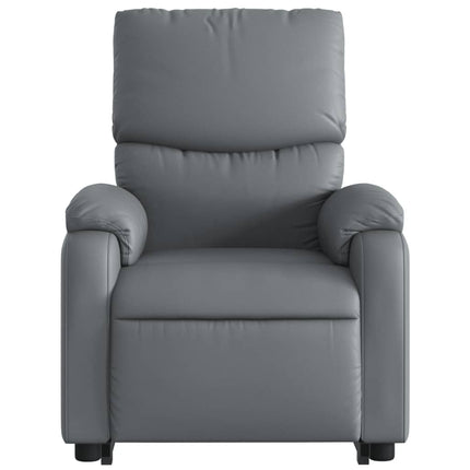 Reclinerfåtölj med uppresningshjälp grå konstläder