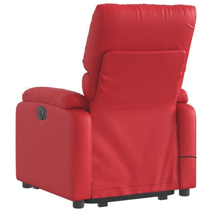 Reclinerfåtölj med uppresningshjälp röd konstläder