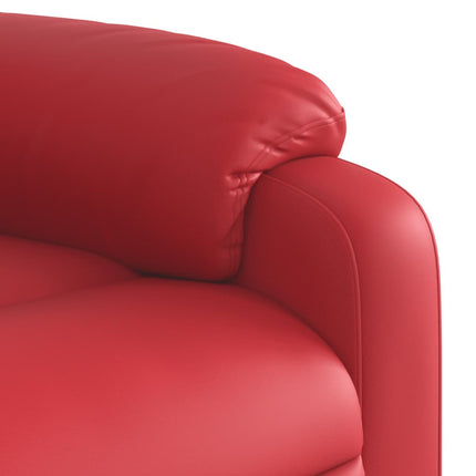 Reclinerfåtölj med uppresningshjälp röd konstläder