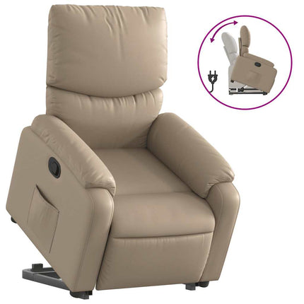 Reclinerfåtölj med uppresningshjälp cappuccino konstläder