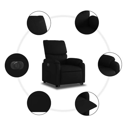 Reclinerfåtölj med uppresningshjälp svart konstläder