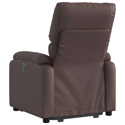 Reclinerfåtölj med uppresningshjälp brun konstläder
