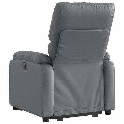 Reclinerfåtölj med uppresningshjälp grå konstläder