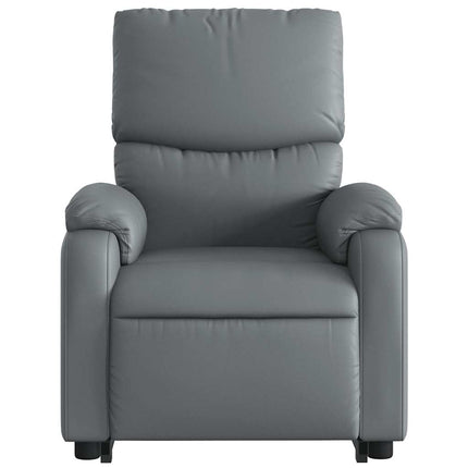 Reclinerfåtölj med uppresningshjälp grå konstläder