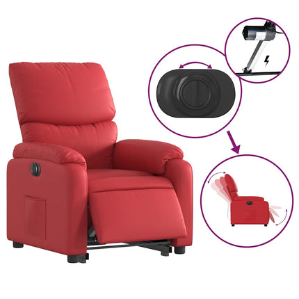 Reclinerfåtölj med uppresningshjälp röd konstläder