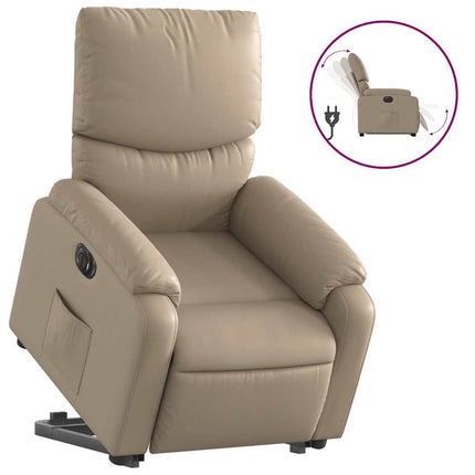 Reclinerfåtölj med uppresningshjälp cappuccino konstläder