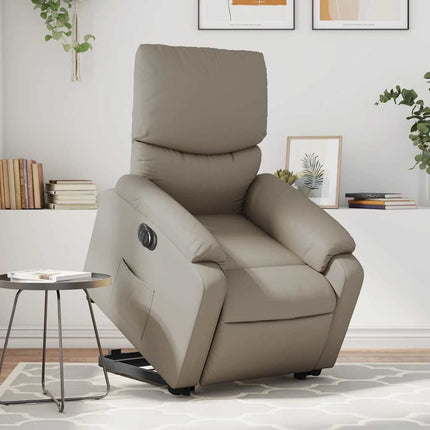 Reclinerfåtölj med uppresningshjälp cappuccino konstläder