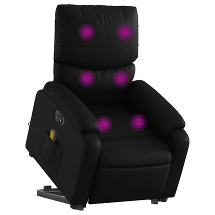 Massagefåtölj med uppresningshjälp svart konstläder