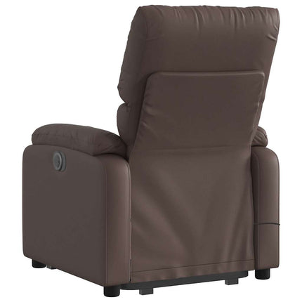 Massagefåtölj med uppresningshjälp brun konstläder
