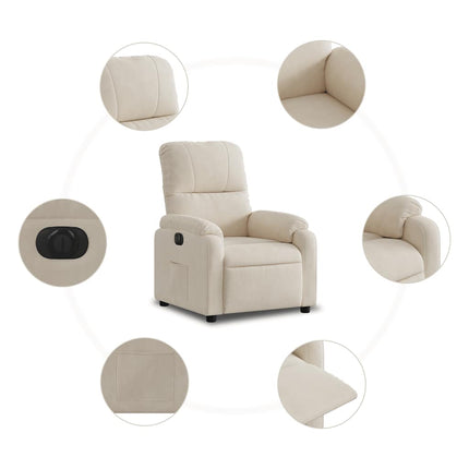 Elektrisk reclinerfåtölj beige mikrofibertyg