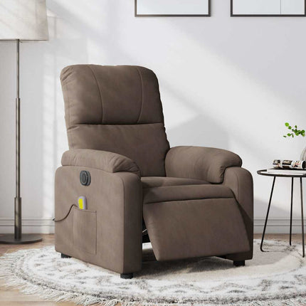 Elektrisk massagefåtölj mörkgrå mikrofibertyg