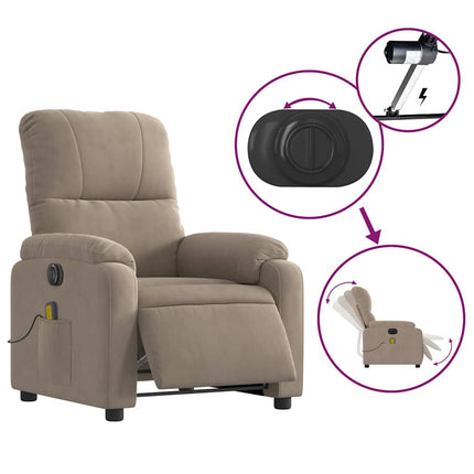 Elektrisk massagefåtölj taupe mikrofibertyg