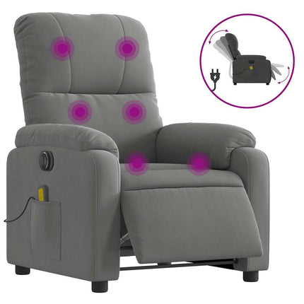 Elektrisk massagefåtölj mörkgrå mikrofibertyg