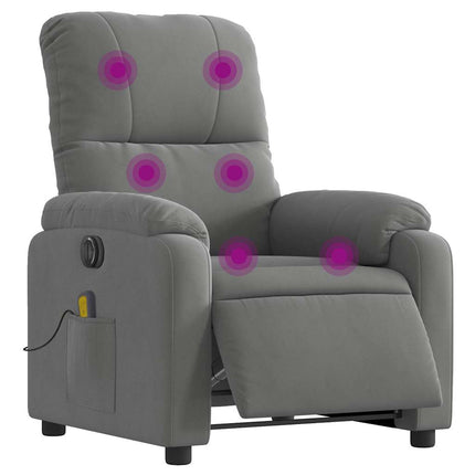 Elektrisk massagefåtölj mörkgrå mikrofibertyg
