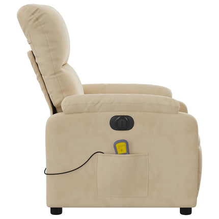 Elektrisk massagefåtölj gräddvit mikrofibertyg