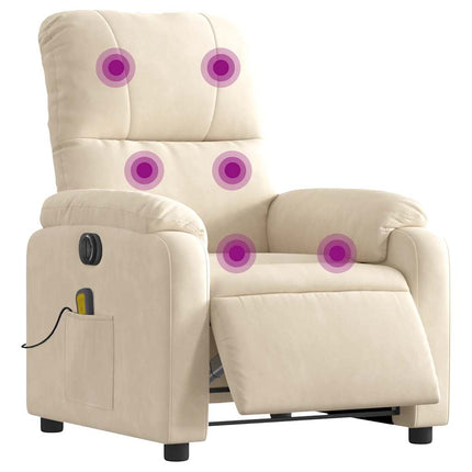 Elektrisk massagefåtölj beige mikrofibertyg