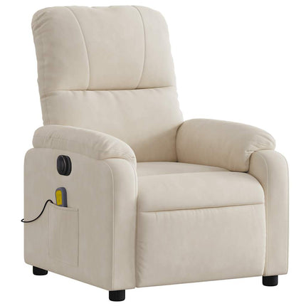Elektrisk massagefåtölj beige mikrofibertyg
